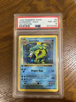 First Edition 1999 Pokemon Base Set 6/102 Gyarados Holo PSA NM-MT 8 - Image 1