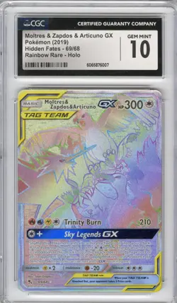 Moltres & Zapdos & Articuno GX #69/68 (Hidden Fates), Pokemon, CGC 10 (GEM MINT) - Image 1