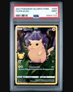 2021 Pokemon Celebrations Pikachu Full Art Holo PSA 9 Mint 005/025 - Image 3