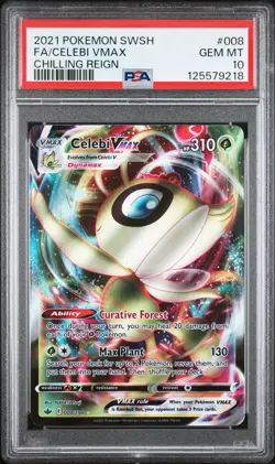 2021 POKEMON SWORD & SHIELD CHILLING REIGN #008 FULL ART/CELEBI VMAX PSA 10 - Image 1