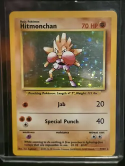 Hitmonchan Holo Pokemon Card 007/102 WOTC 1999-2000 Base Set, NM-LP Condition - Image 1