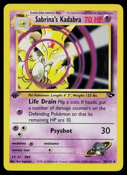 Pokemon Card - Sabrina's Kadabra Gym Challenge 58/132 Uncommon 1st Edition - Image 1