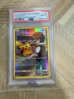 2019 Pokemon Sun & Moon FA/Pikachu Cosmic Eclipse-Secret 241/236 PSA 10 Gem Mint - Image 1