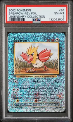 2002 POKEMON LEGENDARY COLLECTION #94 SPEAROW-REVERSE FOIL PSA 8 - Image 1