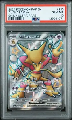 ALAKAZAM EX #215 PSA 10 • 2024 Pokemon Paldean Fates - Shiny Ultra Rare - Image 1