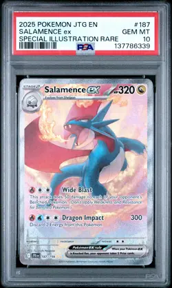 2025 POKEMON JTG EN-JOURNEY TOGETHER #187 SALAMENCE EX PSA 10 - Image 1
