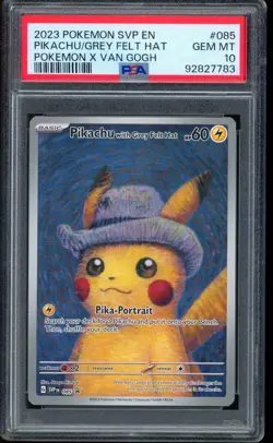 2023 Pokemon Pikachu Van Gogh Grey Felt Hat Promo SVP EN #085 PSA 10 GEM MINT - Image 1
