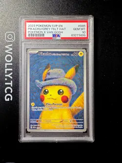 PSA 10 GEM MINT POKEMON X VAN GOGH PIKACHU/GREY FELT HAT PROMO SVP EN #085 Card - Image 1