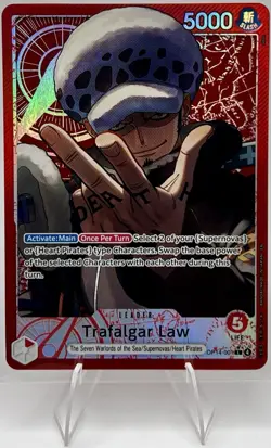 One Piece Card Game Trafalgar Law OP14-001 Leader Holo 5000 Power NM - Image 1