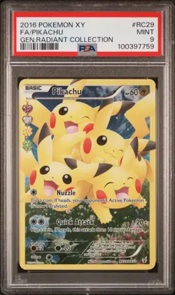 2016 POKEMON XY GENERATIONS RADIANT COLL #RC29 FULL ART/PIKACHU PSA 9 - Image 1