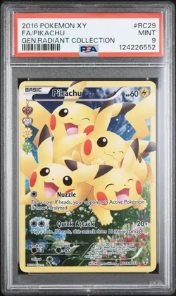 2016 POKEMON XY GENERATIONS RADIANT COLL #RC29 FULL ART/PIKACHU PSA 9 - Image 1