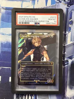 Cloud, Ex-Soldier 0210 Char Borderless Surge Foil MTG Final Fantasy PSA 10 - Image 1