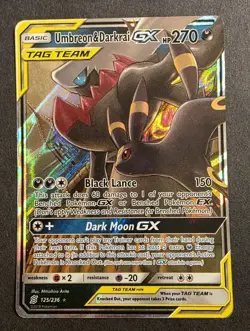 Pokemon TCG Umbreon & Darkrai GX Holo Card 125/236 Sm-Unified Minds Tag Team NM - Image 1