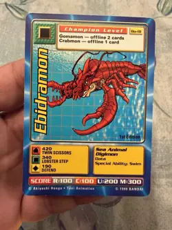 Ebidramon BO-18 1st Edition Vintage Series 1 Booster Bandai Digimon Card LP - Image 1