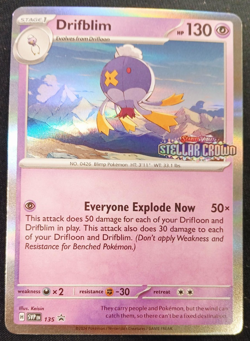 Drifblim 135 STAMPED Scarlet & Violate Stellar Crown Holo Promo Card NM English - Image 1