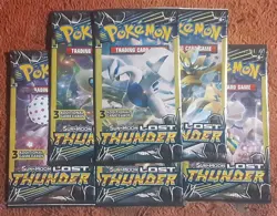 Pokemon TCG Lost Thunder Booster Packs 3 Card Packs Lot of 6 Factory Sealed - Image 1