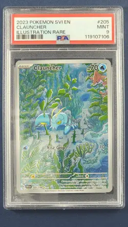 2023 POKEMON SVI EN-SCARLET & VIOLET ILLUSTRATION RARE #205 CLAUNCHER PSA 9 MINT - Image 1