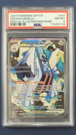 2024 POKEMON SSP EN 241 ARCHALUDON EX SPECIAL ILLUSTRATION RARE NEAR MINT PSA 8 - Image 1