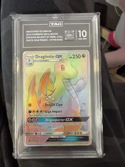 Pokemon Dragonite GX Rainbow Full Art #SM156 Dragon Majesty Promo TAG 10 - Image 1