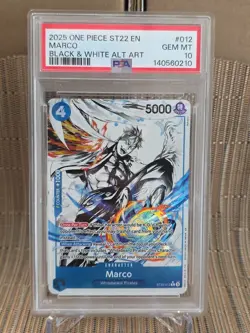 2025 ONE PIECE STARTER DECK ST22-ACE & NEWGATE B&W ALTERNATE ART MARCO PSA 10 - Image 1