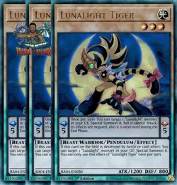 Yugioh! 3x Lunalight Tiger RA04-EN020 Ultimate Rare 1st Ed NM - Image 1