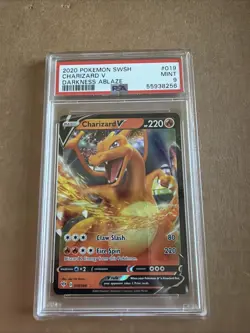 Pokemon 2020 TCG Charizard v SWSH Darkness Ablaze Card 019/189 PSA 9 - Image 1