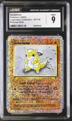 CGC 9 MINT Sandshrew 2002 Legendary Collection 91/110 Reverse Holo Pokemon Card - Image 1