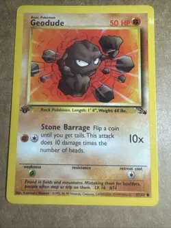 Pokemon TCG Geodude 47/62 Fossil 1st Edition Regular Common Card - Image 1