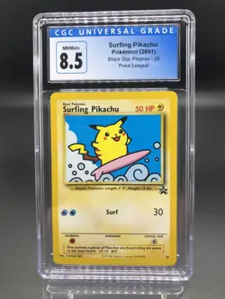 2001 Pokemon Black Star Promo Surfing Pikachu 28 CGC 8.5 PSA BGS - Image 1