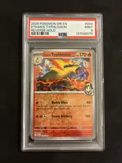 2025 Pokemon Destined Rivals Reverse Holo 034/182 Ethans Typhlosion PSA 9 - Image 1
