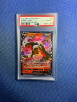 2020 Pokemon SWSH Darkness Ablaze Houndoom V #021 PSA 10 - Image 1