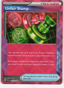 Unfair Stamp 165/167 ACE SPEC Rare Holo SV06: Twilight Masquerade NM Pokemon - Image 1