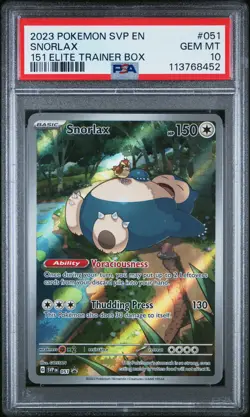 2023 POKEMON SVP EN-SV BLACK STAR PROMO 151 ELITE TRAINER BOX SNORLAX PSA 10 - Image 1