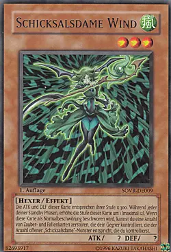 YU-GI-OH, SCHICKSALSDAME WIND, R, SOVR-DE009, 1. Auflage, TOP - Image 1