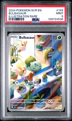 2024 POKEMON SCR EN-STELLAR CROWN ILLUSTRATION RARE #143 BULBASAUR PSA 9 - Image 1