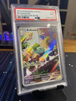 BULBASAUR PSA 9 2024 POKEMON SV STELLAR CROWN SCR EN #143/142 ILLUSTRATION RARE - Image 1