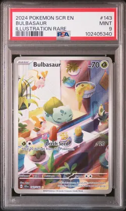 2024 POKEMON SCR EN-STELLAR CROWN ILLUSTRATION RARE #143 BULBASAUR PSA 9 - Image 1