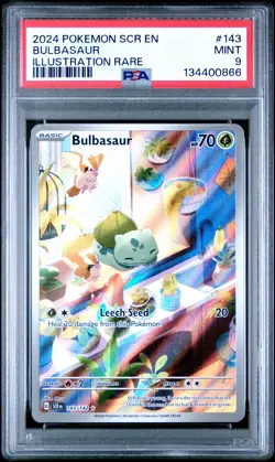 2024 POKEMON SCR EN-STELLAR CROWN ILLUSTRATION RARE #143 BULBASAUR PSA 9 - Image 1