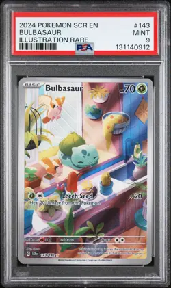 2024 POKEMON SCR EN STELLAR CROWN ILLUSTRATION RARE #143 BULBASAUR PSA 9 MINT - Image 1