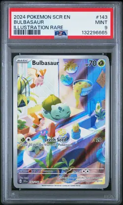 2024 Pokemon SCR EN-Stellar Crown Bulbasaur Illustration Rare PSA 9 #143 - Image 1