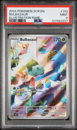 2024 POKEMON SCR EN-STELLAR CROWN ILLUSTRATION RARE #143 BULBASAUR PSA 9 - Image 1