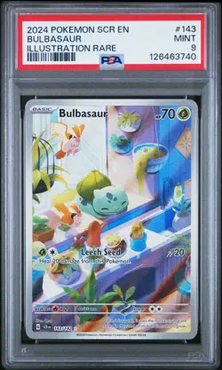 2024 POKEMON SCR EN-STELLAR CROWN ILLUSTRATION RARE #143 BULBASAUR PSA 9 - Image 1