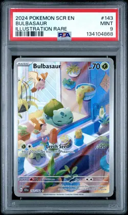 2024 POKEMON SCR EN-STELLAR CROWN ILLUSTRATION RARE #143 BULBASAUR PSA 9 - Image 1