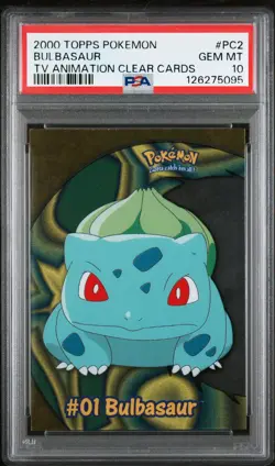 2000 TOPPS POKEMON TV ANIMATION CLEAR CARDS #PC2 BULBASAUR PSA 10 - Image 1