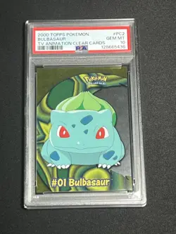 2000 TOPPS POKEMON TV ANIMATION CLEAR CARDS #PC2 BULBASAUR PSA 10 Gem Mint - Image 1