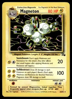 Magneton Non Holo #26 1999 Classic - Fossil Pokemon TCG Card Stage 1/Rare - Image 1
