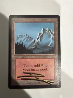MTG: Mountain (B Snowy) Beta LP+ - Shadow Signs By Douglas Schuler - Rare Find - - Image 1
