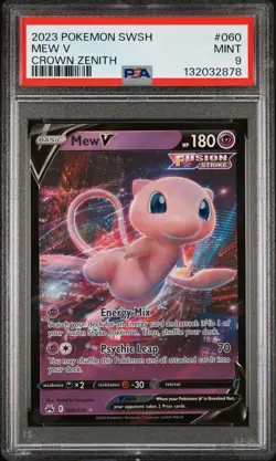 2023 POKEMON SWORD & SHIELD CROWN ZENITH #060 MEW V PSA 9 - Image 1