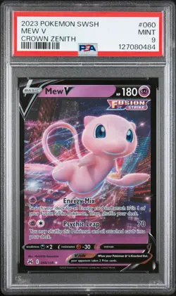 2023 POKEMON SWORD & SHIELD CROWN ZENITH #060 MEW V PSA 9 - Image 1