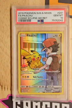 PSA 10 Pikachu Secret 241/236 Sun Moon Cosmic Eclipse Pokemon Card PSA 10 - Image 1
